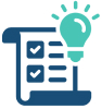 checklist icon with a lit lightbulb overlayed